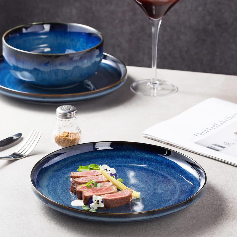 Porcelain Persian Blue Reactive Glaze Dinner Plates - Set of 2, 10 INCH