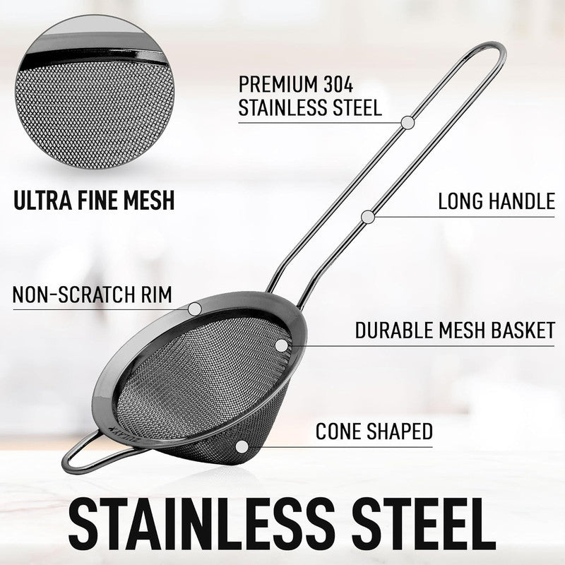 Bar Strainer - Double Net - Black Finish | Premium | Cocktail Strainer