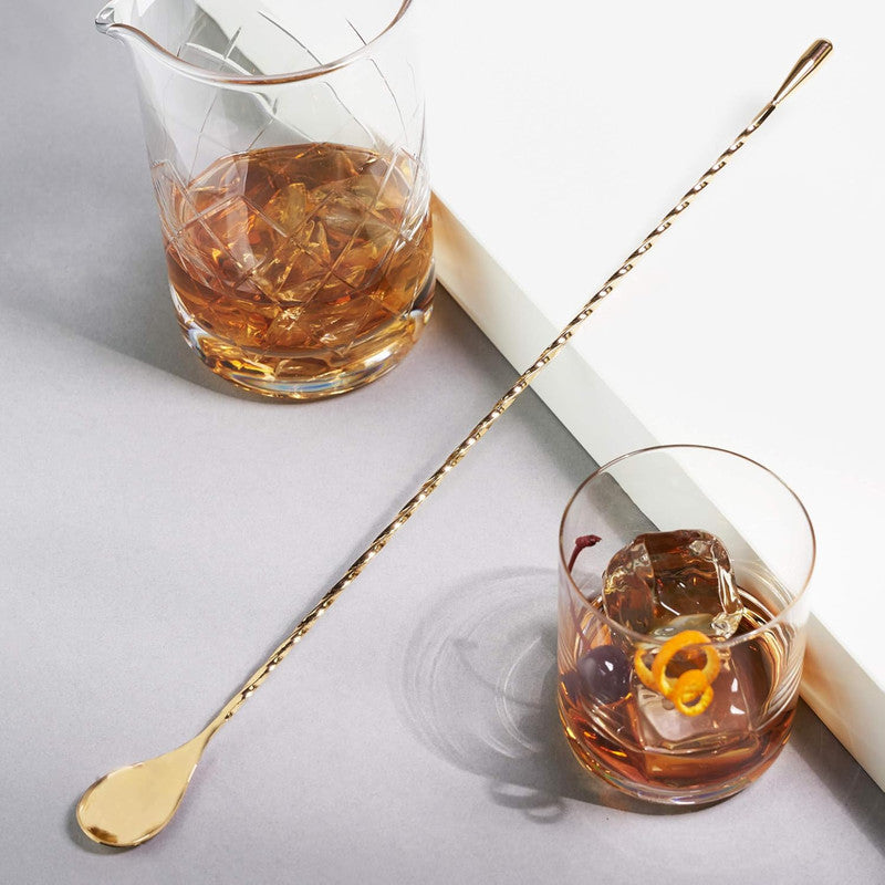 Gold Tear Drop Bar Spoon (40 cm) - Premium Stainless Steel Cocktail Spoon for Bars and Home Use