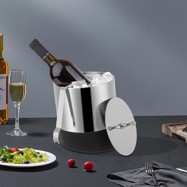 Dual Black Ice Bucket | Stylish Insulated Barware for Ice & Beverage Cooling | Premium Drinkware Accessory