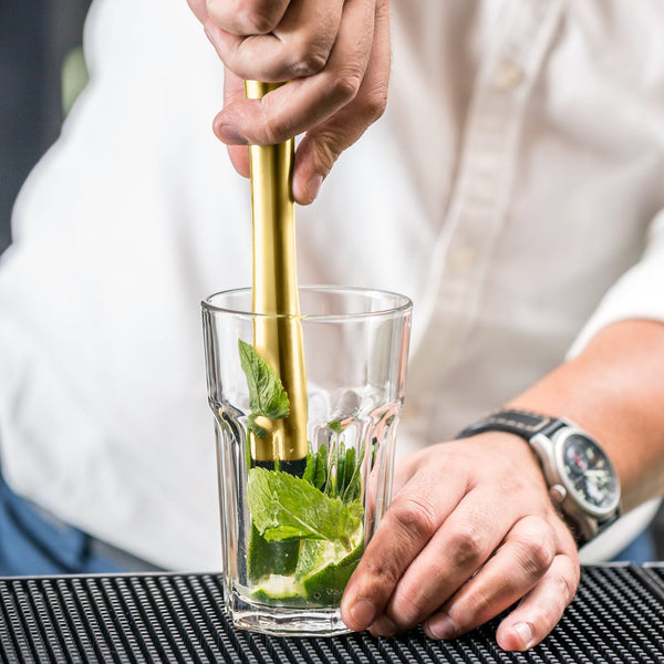 Gold Slant Cocktail Muddler | Premium Bar Tool for Mixing & Muddling | Elegant Gold-Plated Bartender Essential