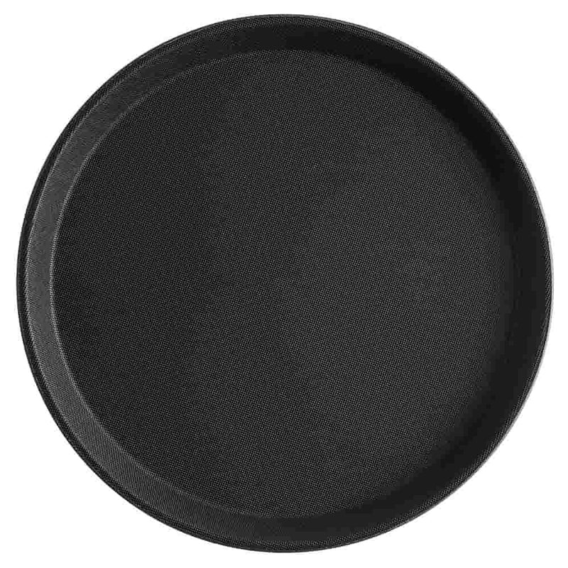 Round Anti-Skid Fiber Tray, Black Serving Platter Tray for Restaurants 16 INCH