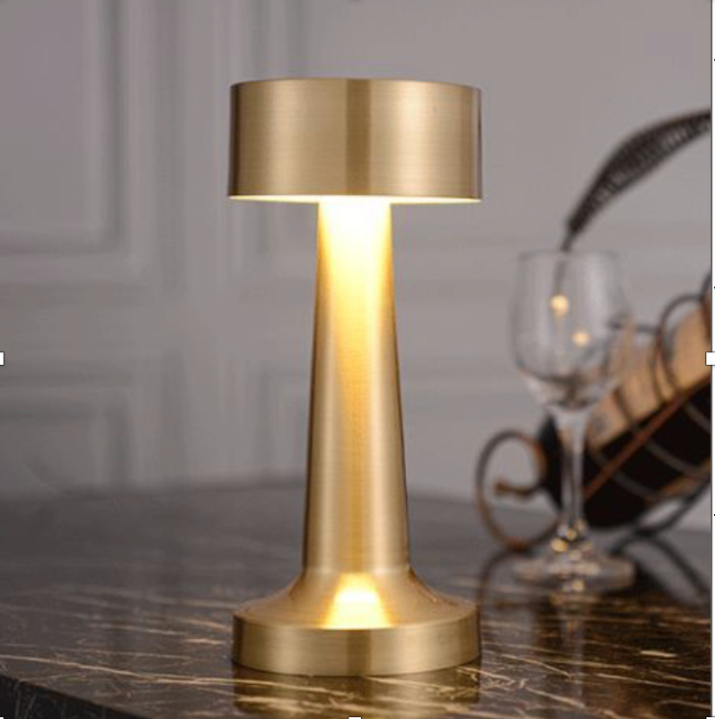 Lite Dumble Shot 3-Color Touch Control LED Table Lamp _ Rechargeable, Metal Base (Gold)