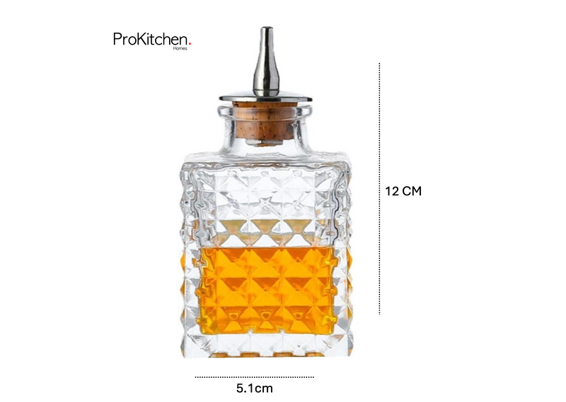 100 ML Square Studded Bitter Bottle - Premium Glass Cocktail Accessory