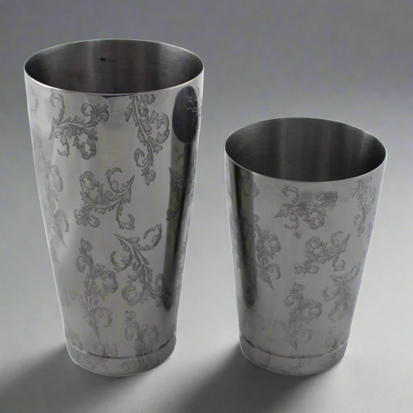 Black Leaf Etched Boston Shaker 750 ML | Cocktail Shaker