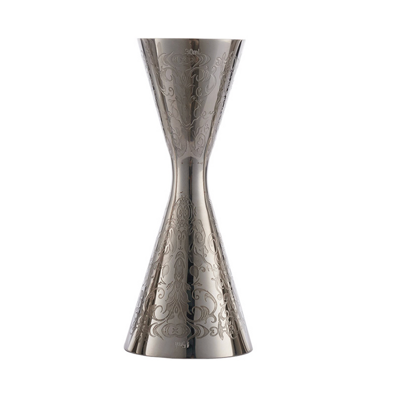 Jigger 30/60 ML -Fine Leaf Silver- Premium Double-Side Cocktail Measure