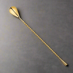 Gold Tear Drop Bar Spoon  (40 cm) - Premium Cocktail Spoon for Bars and Home Use
