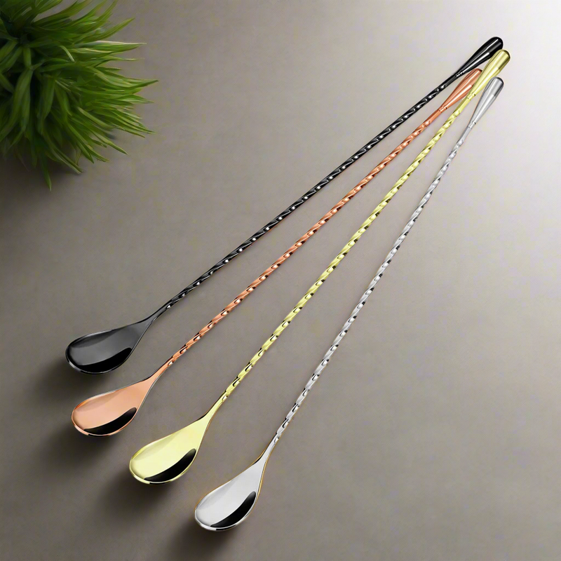 Gold Tear Drop Bar Spoon  (40 cm) - Premium Cocktail Spoon for Bars and Home Use