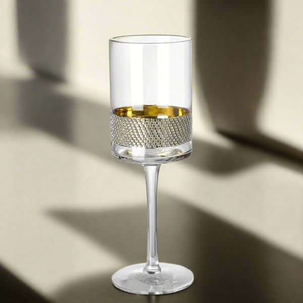 Crystal & Diamond Straight Wine Glass Set of 2 (Grey) | Elegant Stemware for Red & White Wines | Premium Barware Collection
