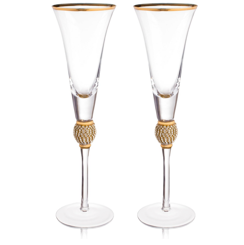 Luxury Crystal & Diamond Flute Set of 2 | 250 ML Elegant Glassware for Whiskey, Cocktails & Spirits | Premium Barware Collection