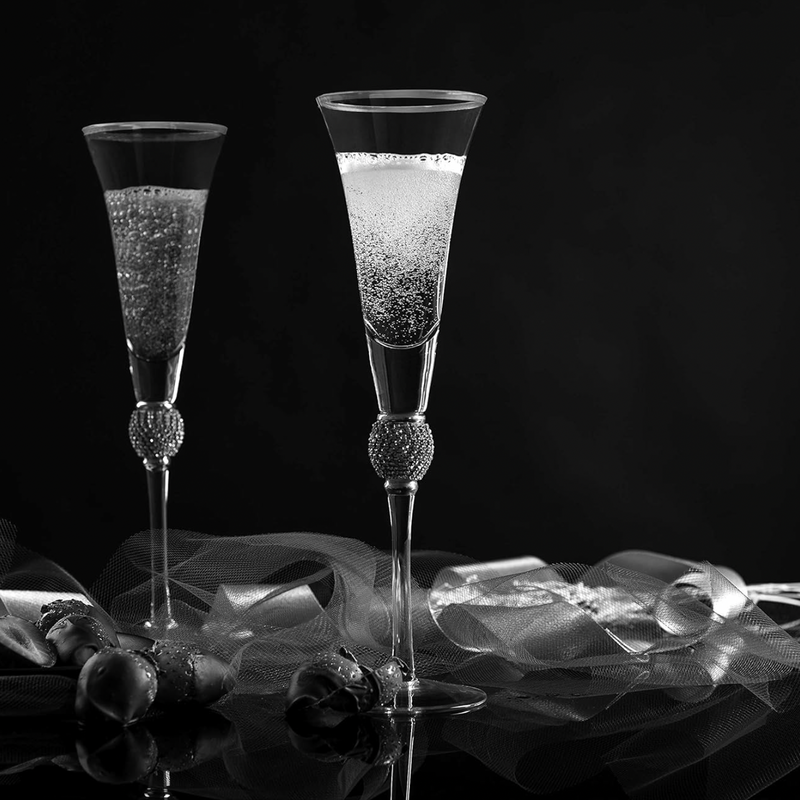 Luxury Crystal & Diamond Flute Set of 2 | 250 ML Elegant Glassware for Whiskey, Cocktails & Spirits | Premium Barware Collection