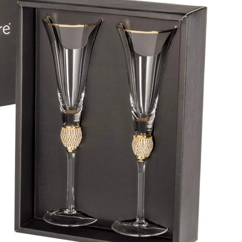 Luxury Crystal & Diamond Flute Set of 2 | 250 ML Elegant Glassware for Whiskey, Cocktails & Spirits | Premium Barware Collection
