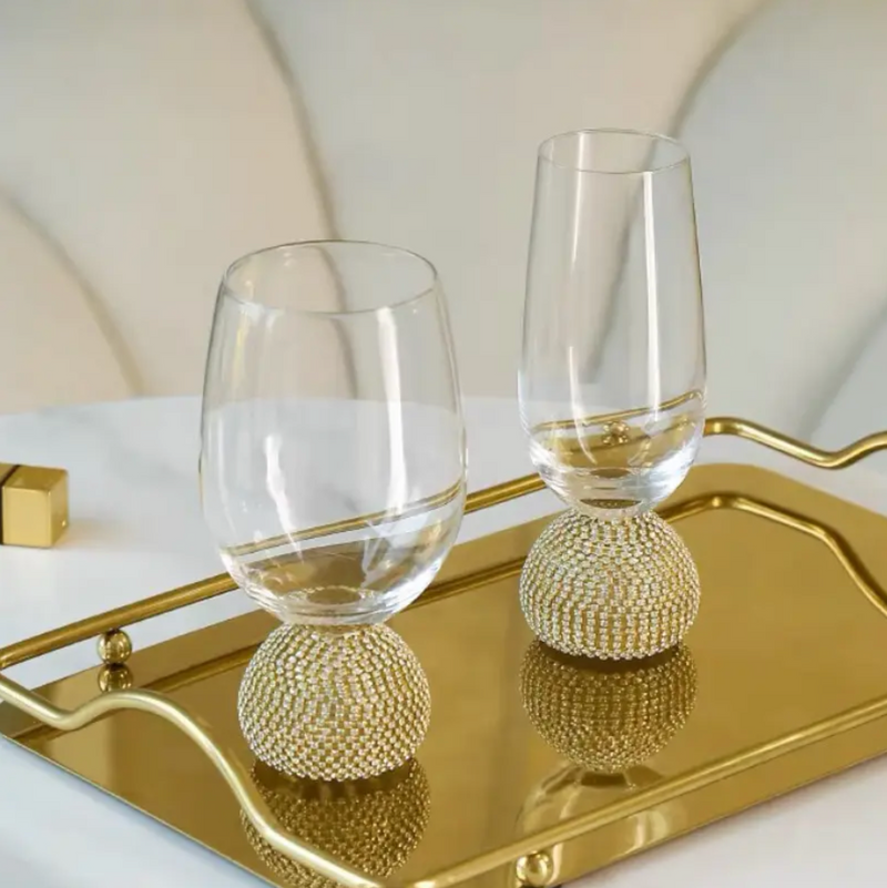 Luxury Crystal & Diamond Tumbler Set of 2 | 350 ML Elegant Glassware for Whiskey, Cocktails & Spirits | Premium Barware Collection