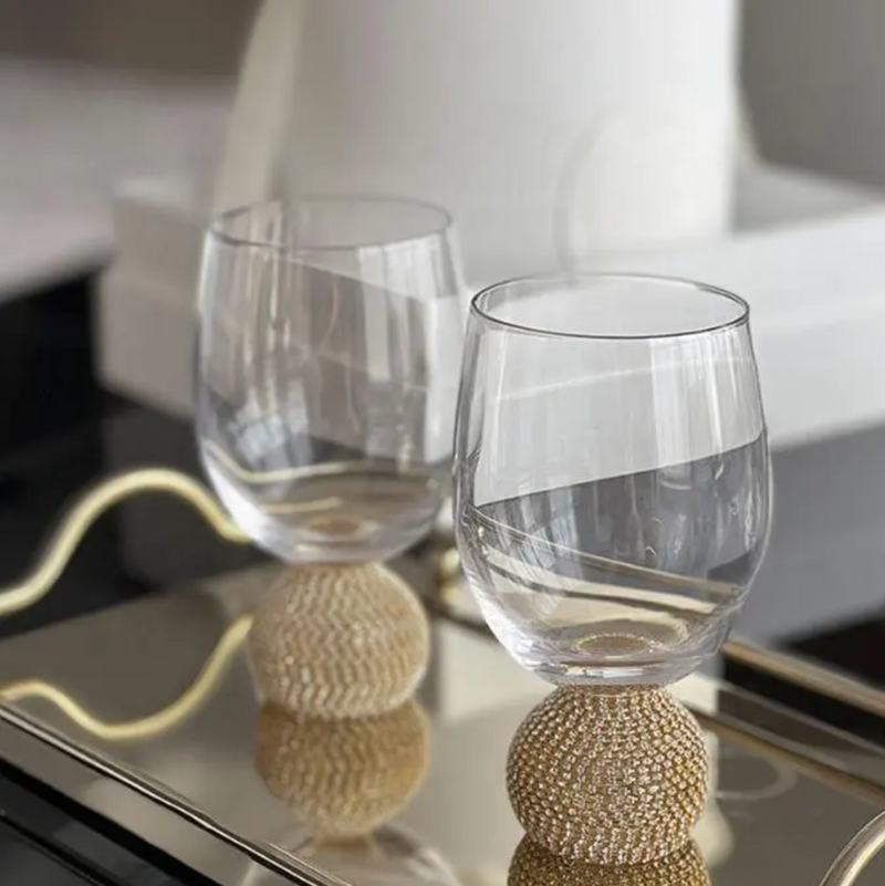 Luxury Crystal & Diamond Tumbler Set of 2 | 350 ML Elegant Glassware for Whiskey, Cocktails & Spirits | Premium Barware Collection