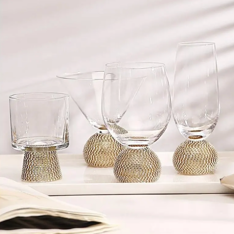 Luxury Crystal & Diamond Tumbler Set of 2 | 350 ML Elegant Glassware for Whiskey, Cocktails & Spirits | Premium Barware Collection