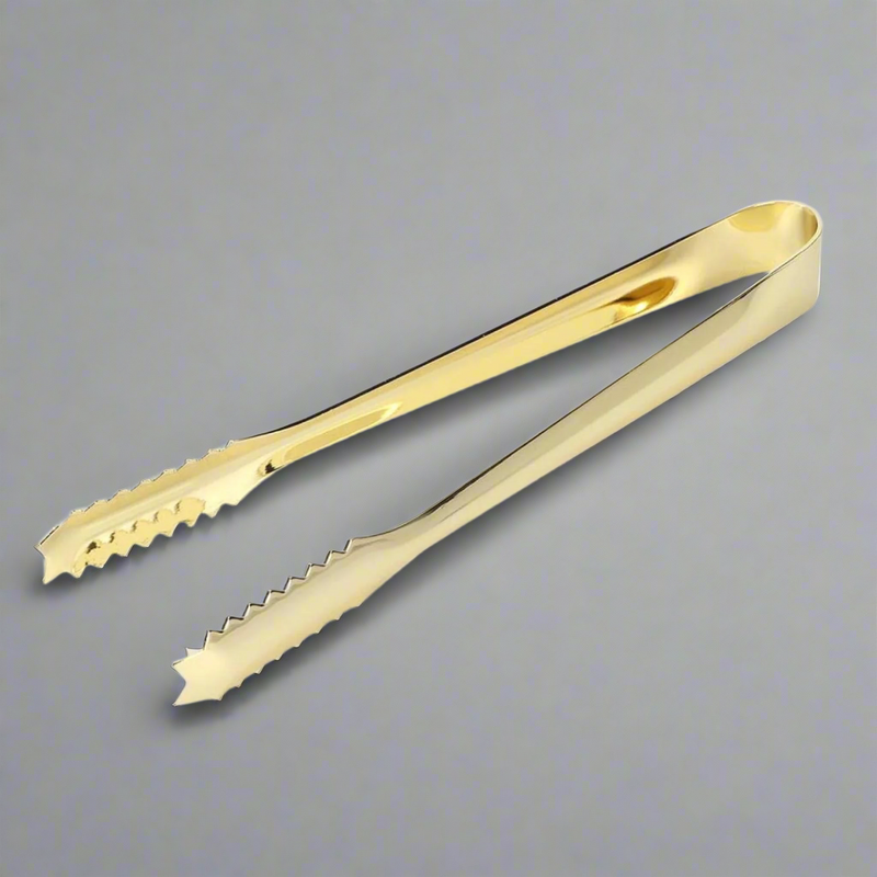 Gold Ice Tongs with Teeth | Premium Stainless Steel Tool for Easy Ice Handling | Must-Have Cocktail Accessory