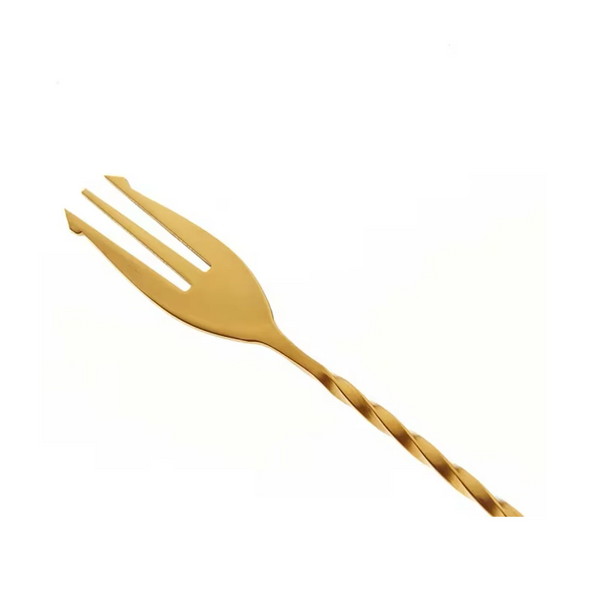 Bar Spoon Gold Trident (40 cm) - Premium Cocktail Spoon for Bars and Home Use