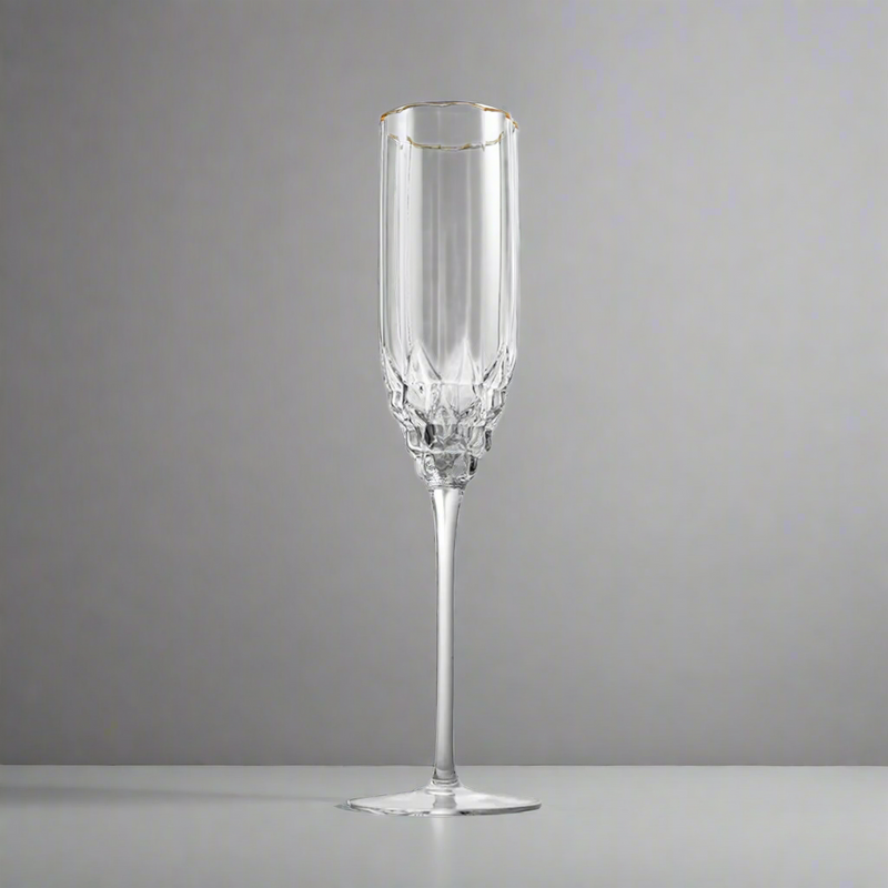 Crystal Flower Champagane Glass Set of 2 | Luxurious Stemware for Red & White Wines | Elegant Barware & Gift Set