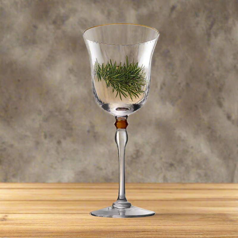 Crystal Jade Wine Glass Set of 2 with Gold Rim | Luxury Stemware for Red & White Wine | Elegant Barware & Gift Set