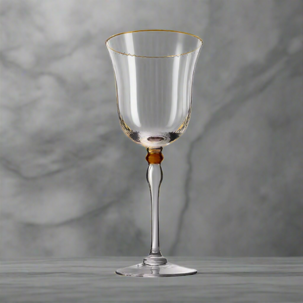 Crystal Jade Wine Glass Set of 2 with Gold Rim | Luxury Stemware for Red & White Wine | Elegant Barware & Gift Set