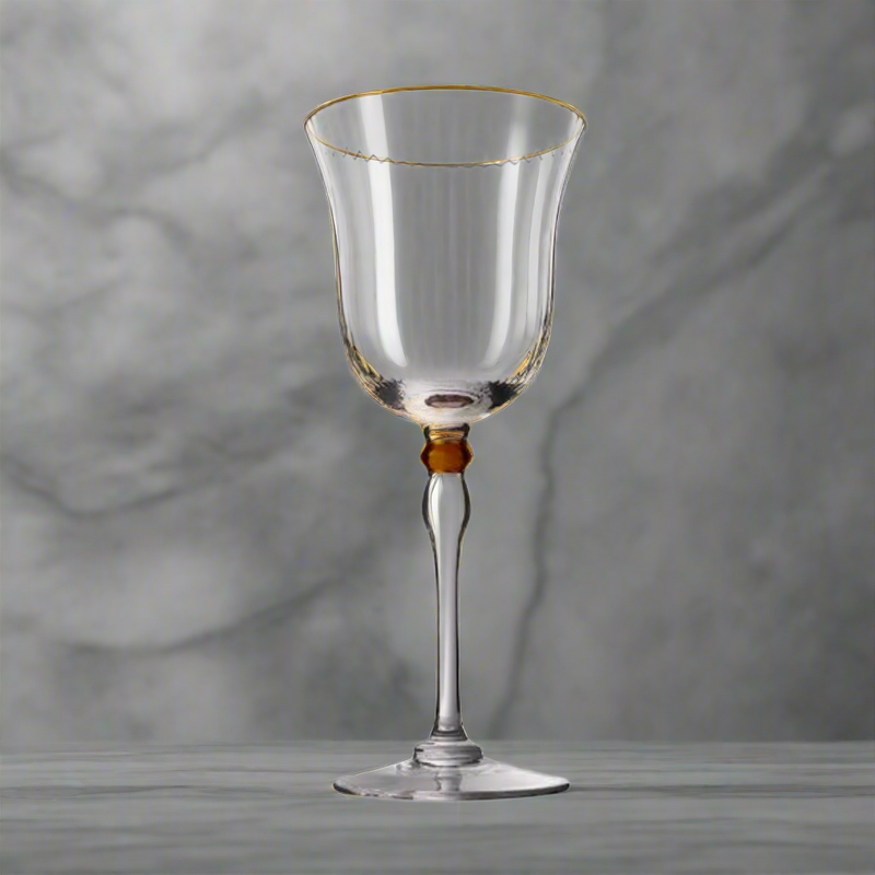 Crystal Jade Wine Glass Set of 2 with Gold Rim | Luxury Stemware for Red & White Wine | Elegant Barware & Gift Set