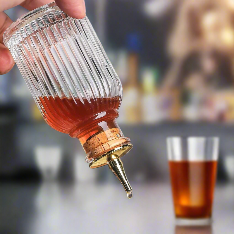 100 ML Round Stripe Bitter Bottle - Premium Glass Cocktail Accessory