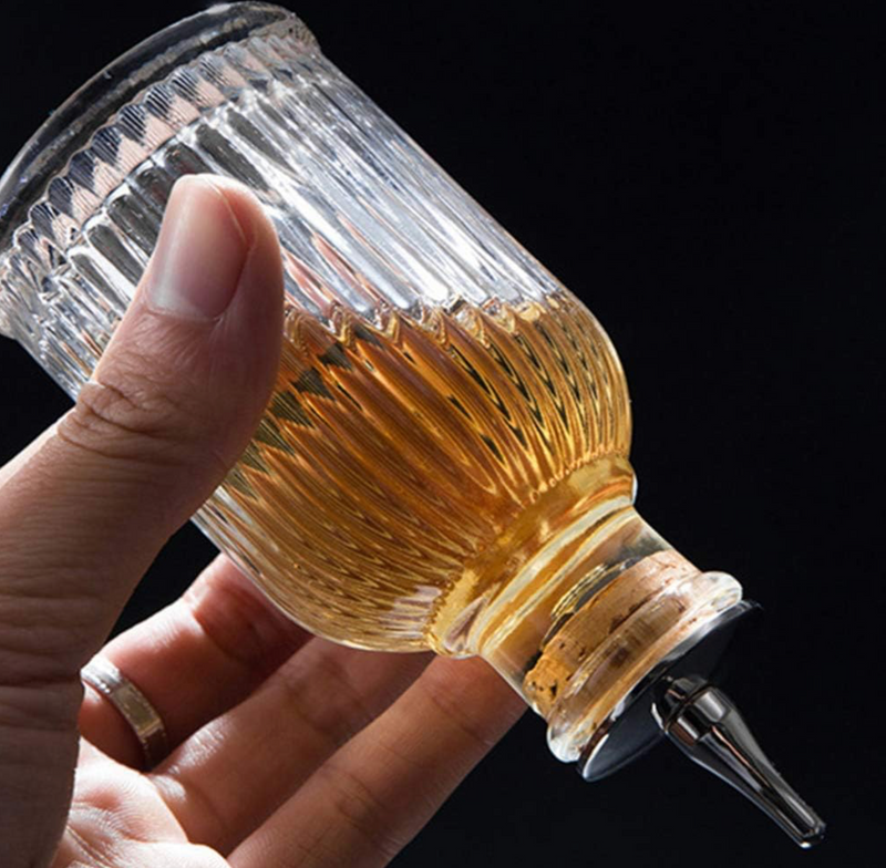 100 ML Round Stripe Bitter Bottle - Premium Glass Cocktail Accessory