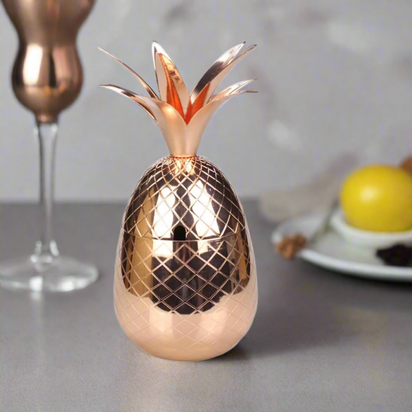 Cocktail Mug Pineapple – Unique Design Rose Gold | Drinkware for Tropical Cocktails & Tiki Drinks