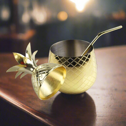 Cocktail Mug Pineapple – Unique Design Rose Gold | Drinkware for Tropical Cocktails & Tiki Drinks