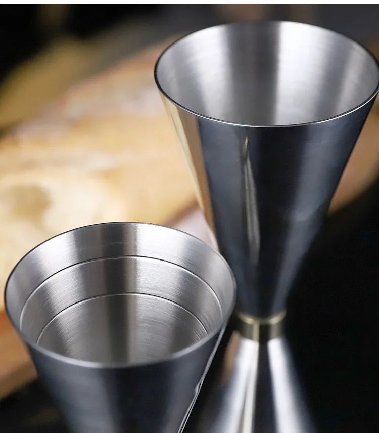 Silver Jigger 30/60 ML - Euro Style - With Ring - Premium Cocktail Measure