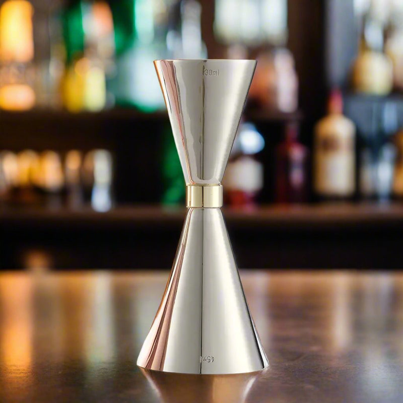 Silver Jigger 30/60 ML - Euro Style - With Ring - Premium Cocktail Measure