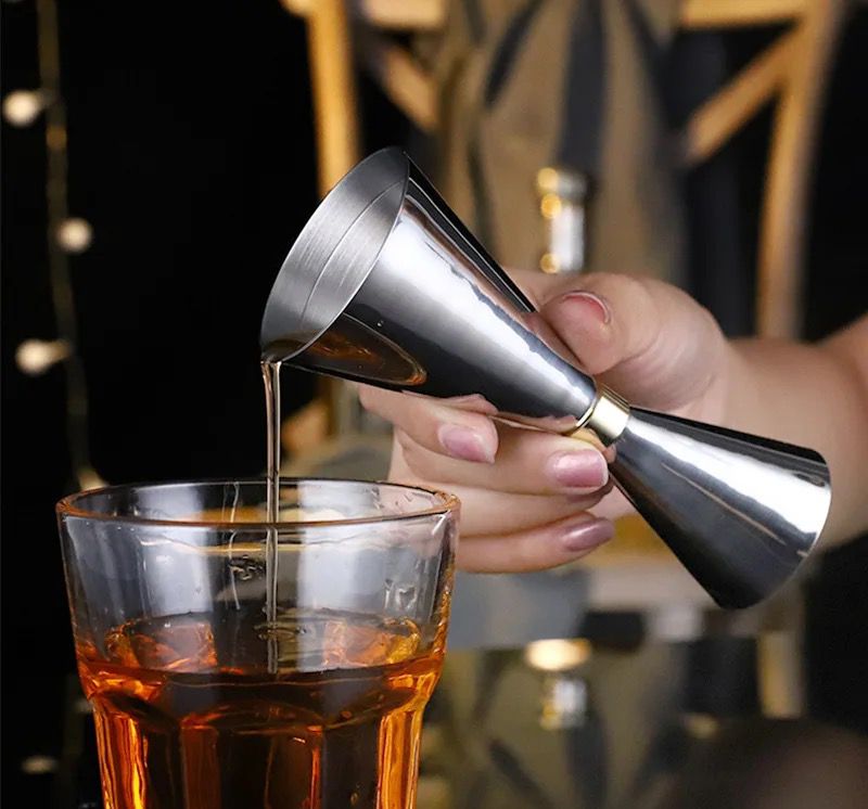 Silver Jigger 30/60 ML - Euro Style - With Ring - Premium Cocktail Measure