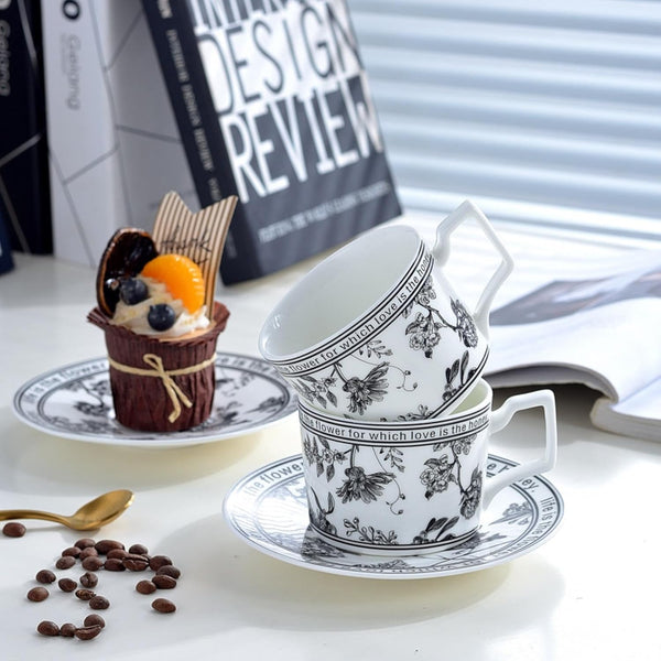 Casual Classical Flower Ceramics Coffee Cup Set