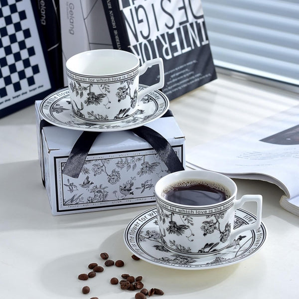 Casual Classical Flower Ceramics Coffee Cup Set