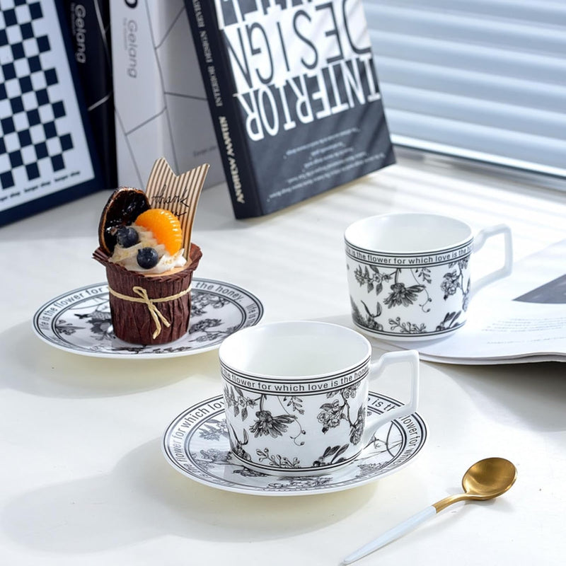 Casual Classical Flower Ceramics Coffee Cup Set