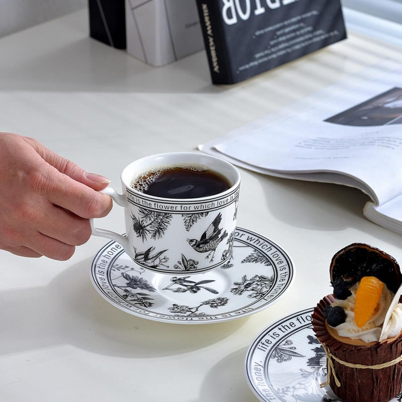 Casual Classical Flower Ceramics Coffee Cup Set