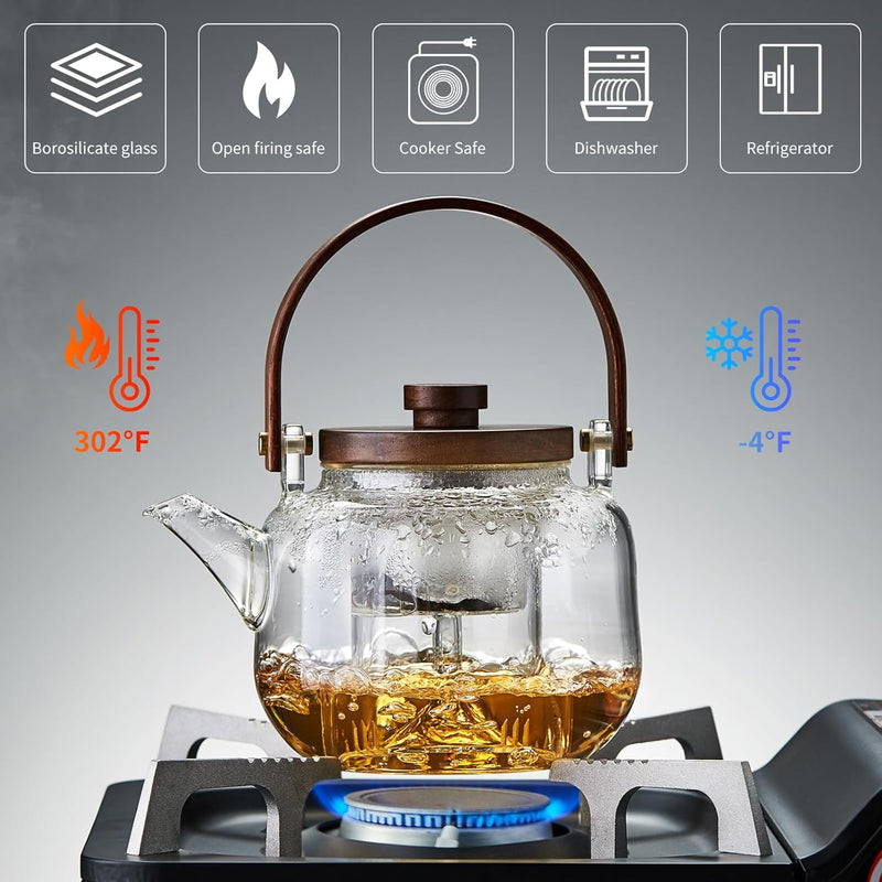 Unbreakable Glass Teapot with Infuser – 1100ML
