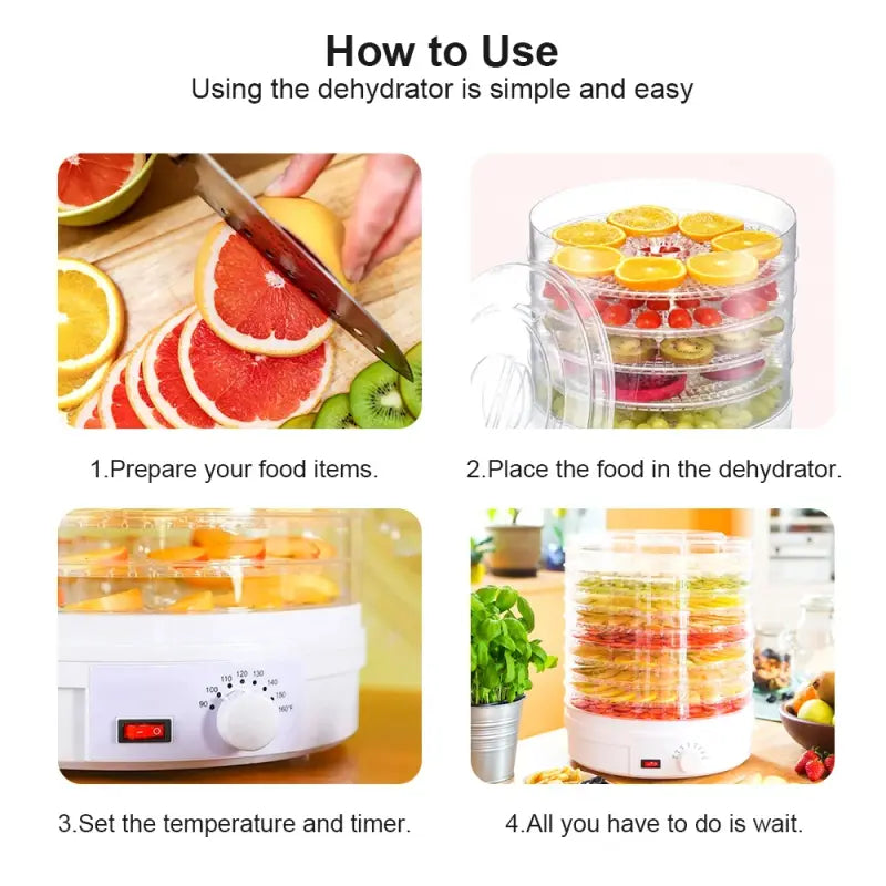 Garnish Digital Round Food Dehydrator | 5-Tray Electric Dehydrator for Fruits, Vegetables
