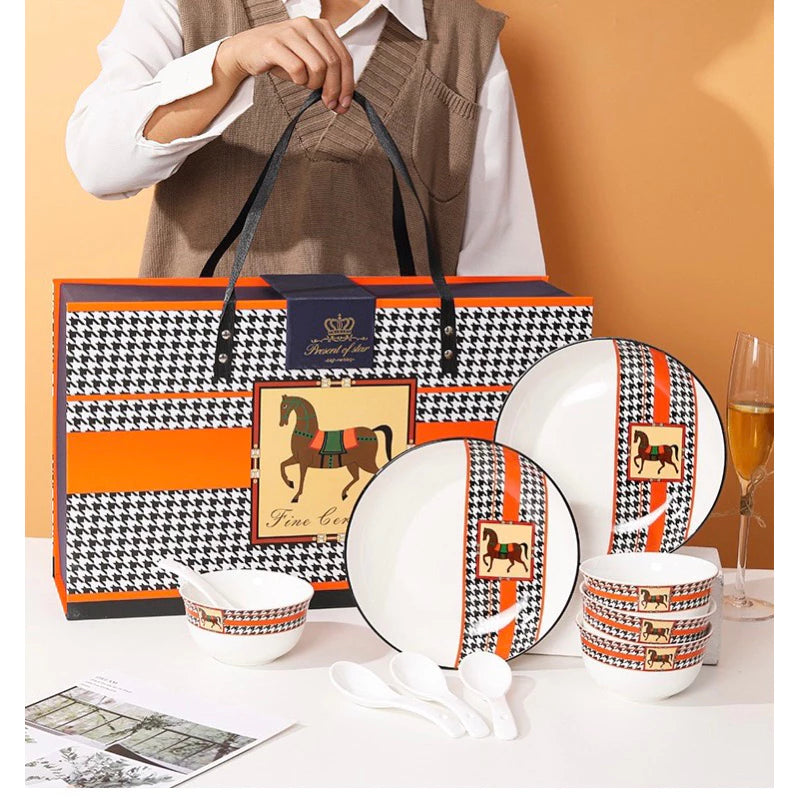 Hermes 10-Piece Dinner Set – Bowls, Spoons & Plates