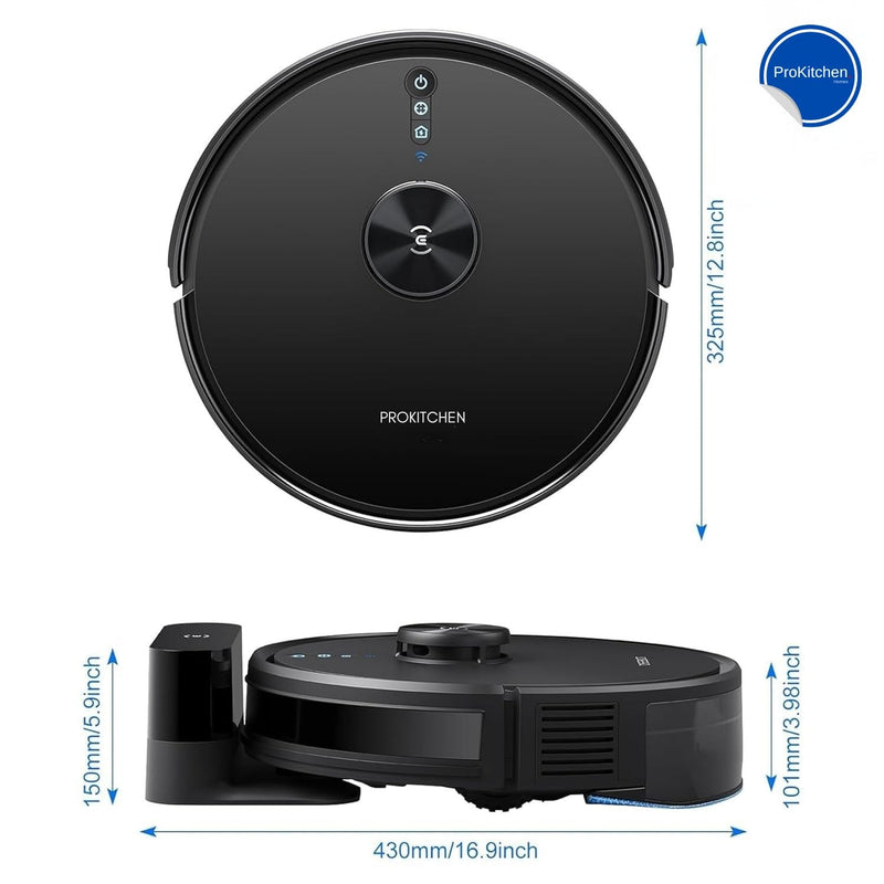 ProKitchen Smart 3-in-1 Robot Vacuum Cleaner | Vacuum + Sweep + Mop | WiFi & Voice Control | Auto Recharge | Gyro Navigation | 4400mAh Battery