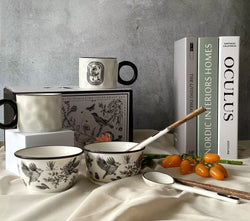 White ONLY English 6-Piece Dinnerware Set – Bowls, Mugs, Spoons & Chopsticks