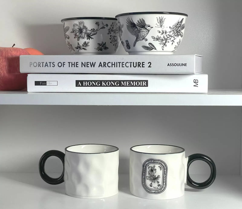 White ONLY English 6-Piece Dinnerware Set – Bowls, Mugs, Spoons & Chopsticks