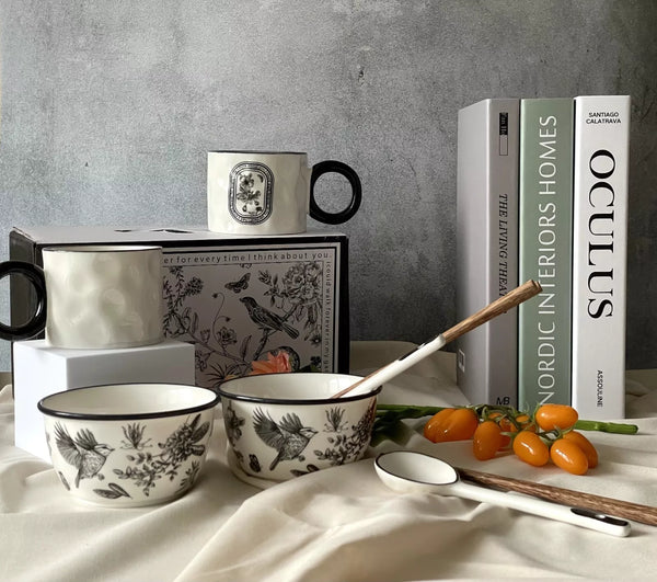 White ONLY English 6-Piece Dinnerware Set – Bowls, Mugs, Spoons & Chopsticks